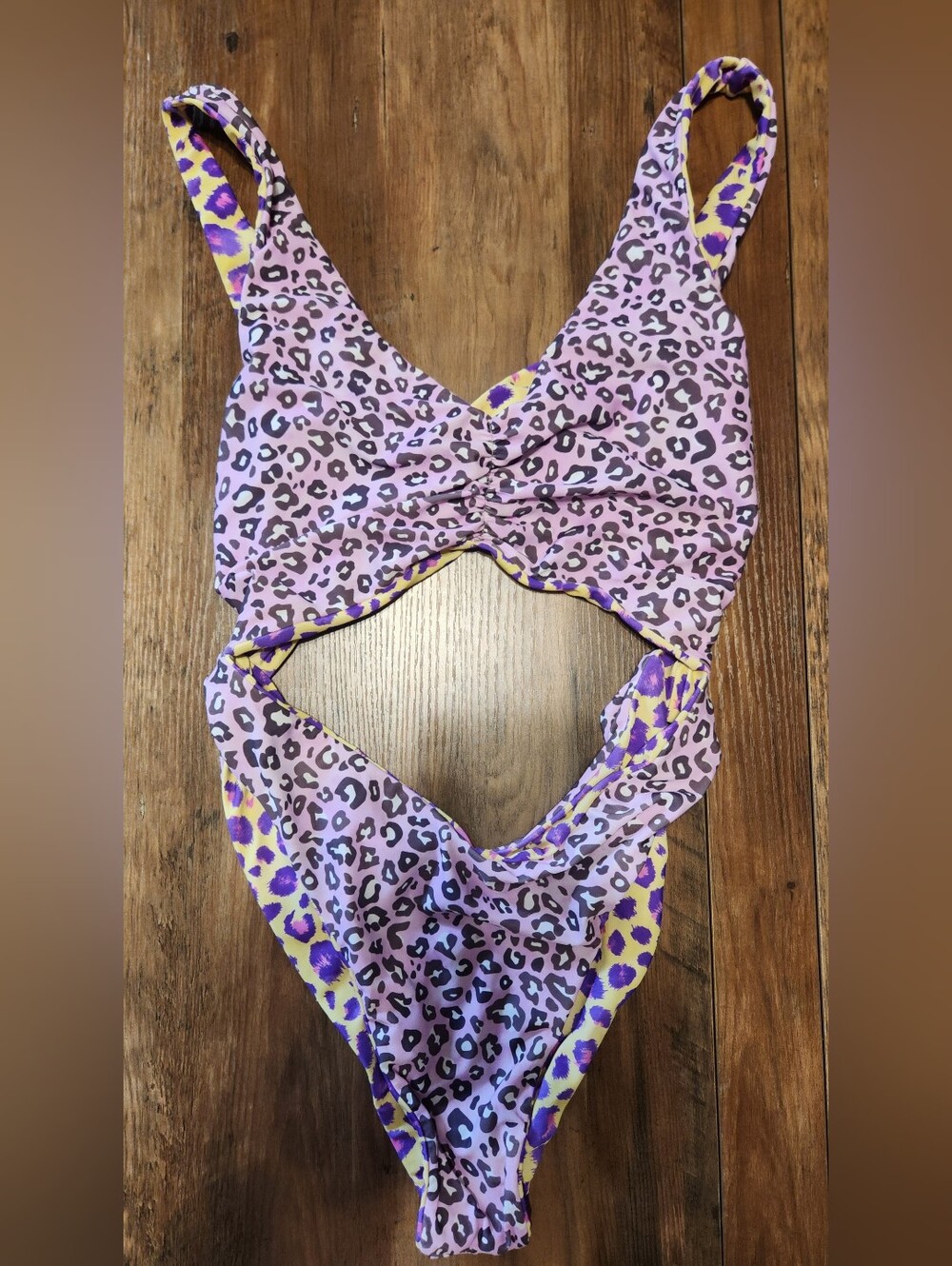 moana bikini Purple and Yellow Leopard One-Piece Swimsuit